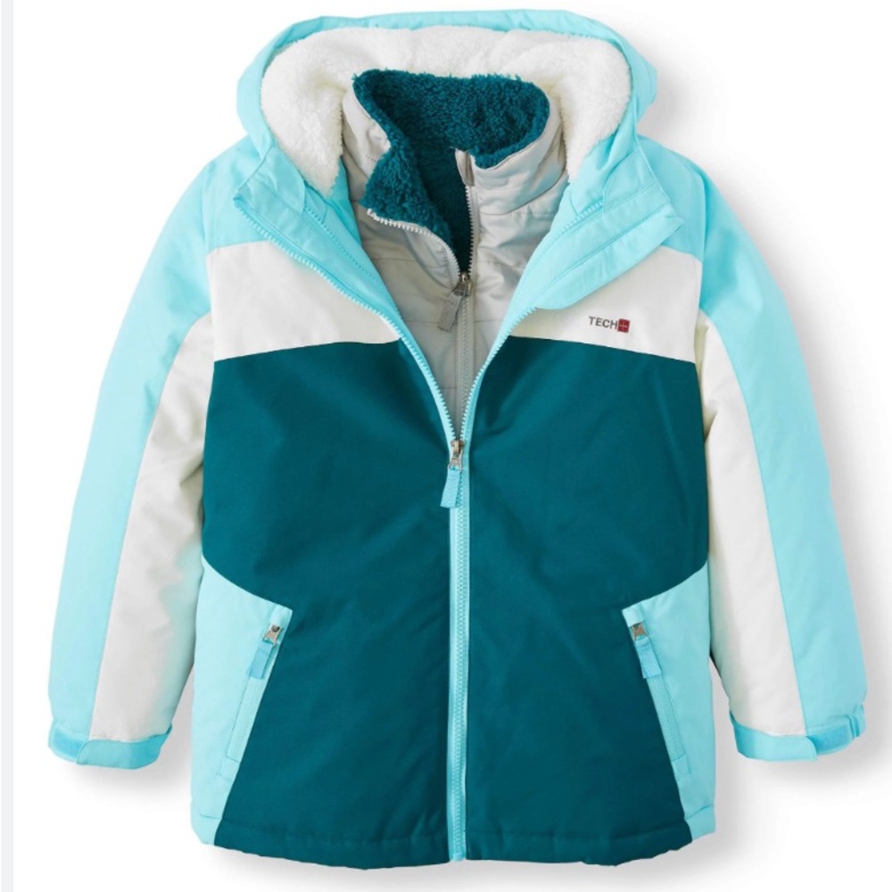 Brand new SwissTech 4 in 1 puffer fleece jacket winter coat girls size 4/5